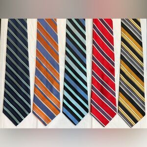 Lot Of 5 Croft & Barrow Multicolored Striped 100% Silk Neck Ties Made In China